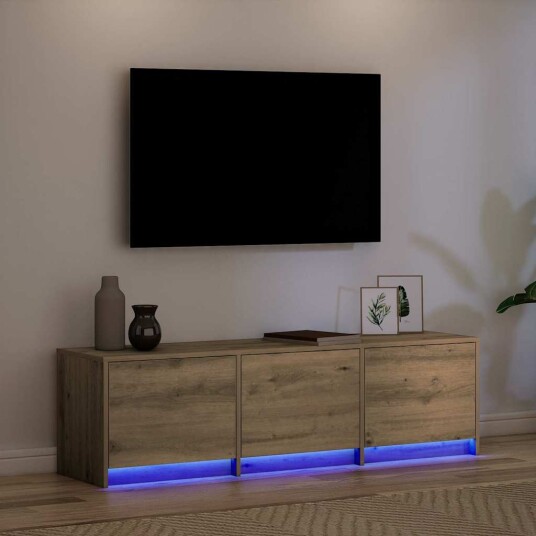 TV skap med LED lamper Kunstnerisk Eik 140 x 34 x 40 cm TV skap med LED lamper Kunstnerisk Eik 140 x 34 x 40 cm