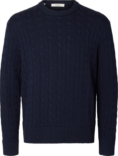 Selected Men - Genser Slmbraun Knit Cable Crew - Blå