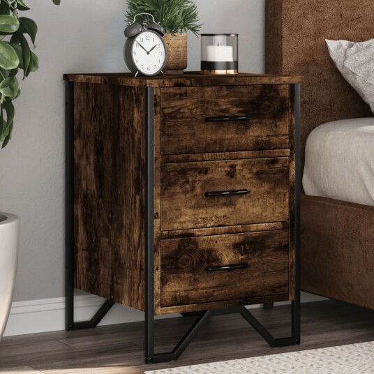 Nattbord røkt eik 40x41x60 cm konstruert tre 848526 Nattbord røkt eik 40x41x60 cm konstruert tre 848526