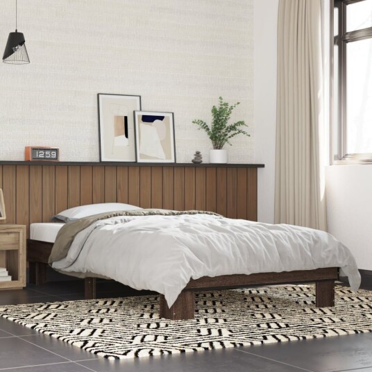 Sengeramme brun eik 90x200 cm konstruert tre og metall 8721102448546
