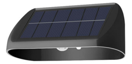 Solar vegglampe 2W 3000 Kelvin IP65 utendørs med solcelle - Svart