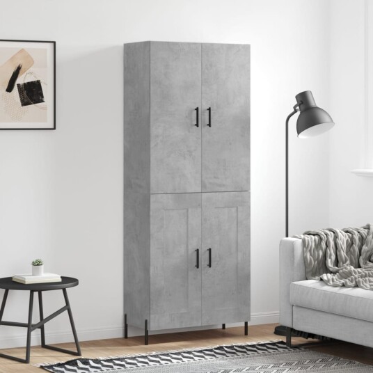 vidaXL Highboard betong grå 69,5x34x180 cm konstruert tre 8720845410483