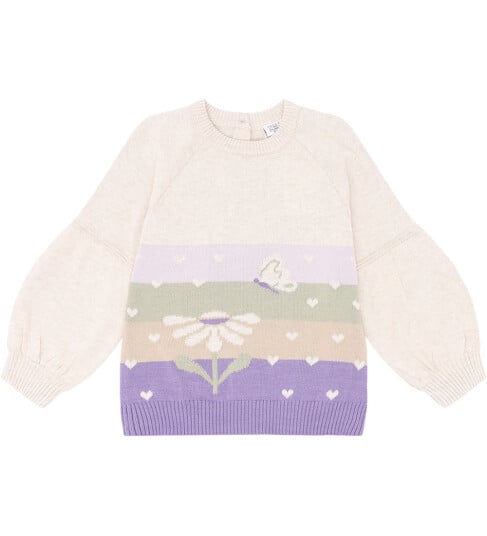Hust And Claire Genser Strikk Pippa Whisper Melange 5 år 110 Genser Beige Lilla