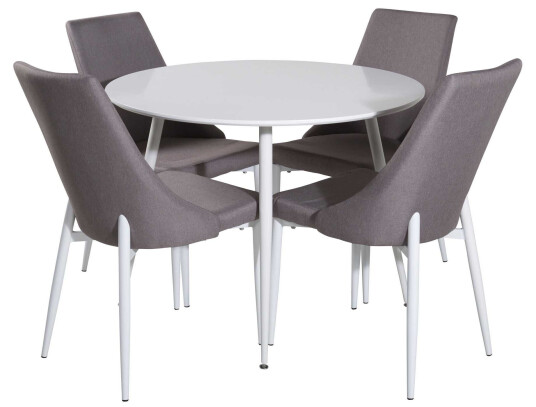 Venture Design Plaza & Leone spisegruppe Hvit/hvit 4 st stoler & bord 100 cm
