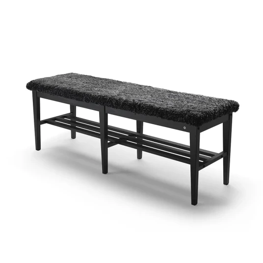 Oscarssons Möbel Nadja Bench 130 cm Svartbeiset ask/safeskinn Mørk grå Oscarssons Möbel Nadja Bench 130 cm Svartbeiset ask/safeskinn Mørk grå