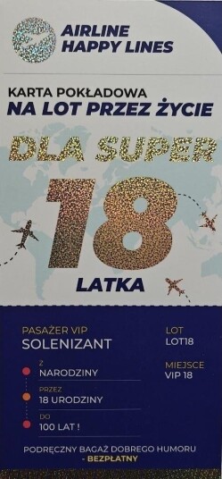 Yeku Boardingkort 18 Års Dag Mann