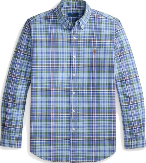 Polo Ralph Lauren Custom Fit Plaid Oxford Shirt - 7464A BLUE DUSTY - S