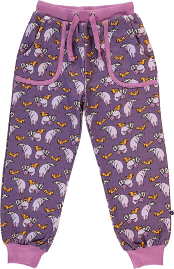 Småfolk Sweatpants With Badger And Squirrel. Purple 122 128