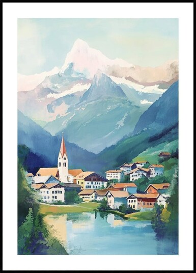 Grindelwald Switzerland Painting Plakat Plakat / 30x40cm Grindelwald Switzerland Painting Plakat Plakat / 30x40cm