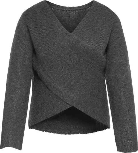 ONLY Carmakoma Carmaggie Ls Cross V Neck Knt MEDIUM GREY MELANGE 42 44