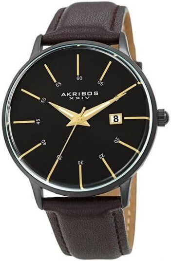 Akribos XXIV Herreklokke AK1104BK S Interchangeable Sort/Lær Ø40 mm Akribos XXIV Herreklokke AK1104BK S Interchangeable Sort/Lær Ø40 mm