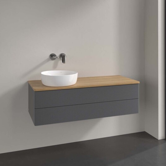 Villeroy & Boch Antao Servantskap med 2 skuffer 120x50x36 cm u/lys Antrasitt/Eik Villeroy & Boch Antao Servantskap med 2 skuffer 120x50x36 cm u/lys Antrasitt/Eik
