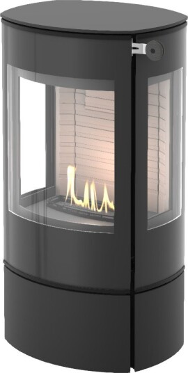 Caro 90 svart frittstående biopeis med sideglass og glassdør