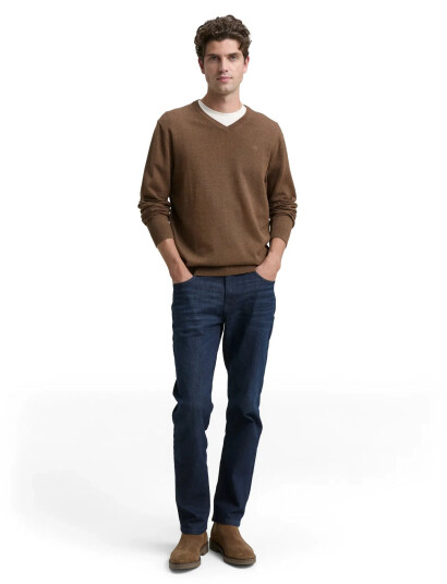Tom Tailor Basic V-Neck Knit - Brown - S
