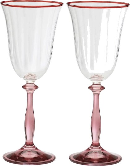 Anna + Nina Clara Optic Wine Glass Set Of 2 - PINK - One Size
