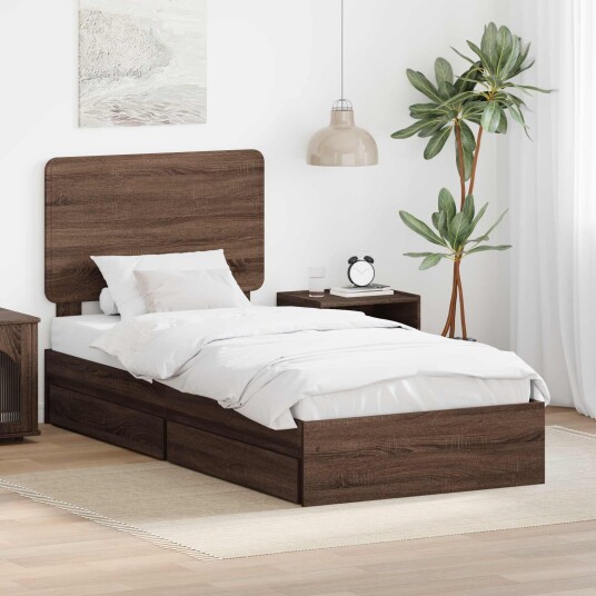  Seng med Oppbevaring Brun Eik 75 x 190 cm Konstruert tre