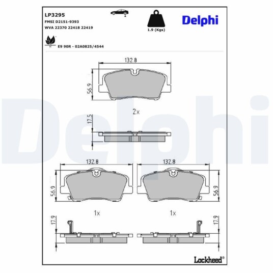 Bremseklosser DELPHI LP3295 Bremseklosser DELPHI LP3295