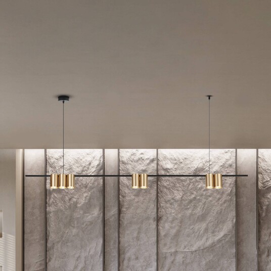 Eko-Light Hengelampe Genesis aluminium svart/gull 7 x GU10 lengde 150 cm
