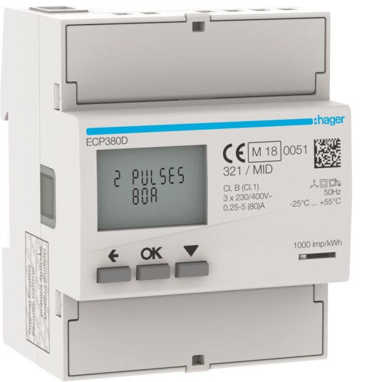 Hager ECP380D Energimåler 3-faset 80A