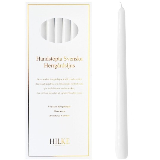 Hilke Collection Herregårdslys 6 pk Hvit Glans