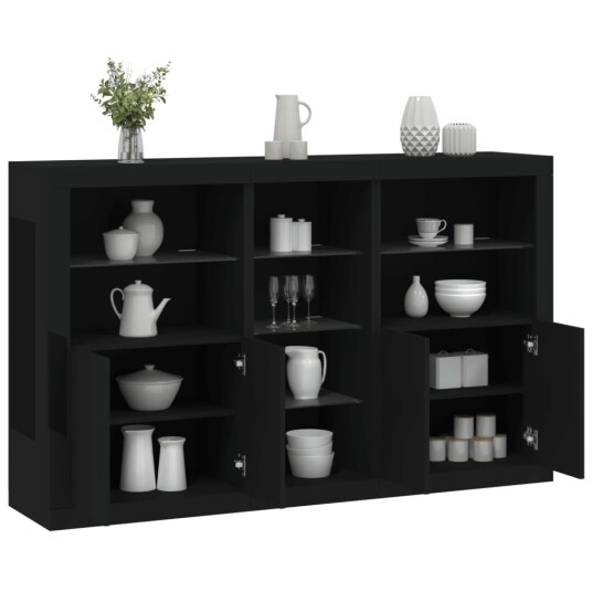 vidaXL Skjenk med LED-lys svart 162x37x100 cm