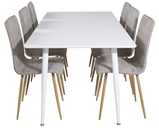 Venture Design Polar & Windu spisegruppe Hvit/grå 6 st stoler & bord 180 x 90 cm
