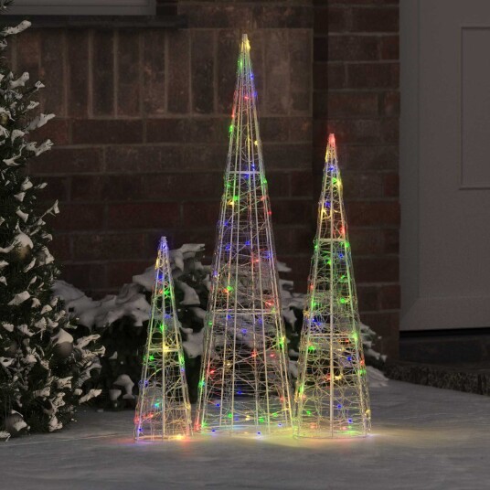 Juletre med 90 LED 3 pcs Flerfarget 20 x 20 x 80 cm Akryl Juletre med 90 LED 3 pcs Flerfarget 20 x 20 x 80 cm Akryl