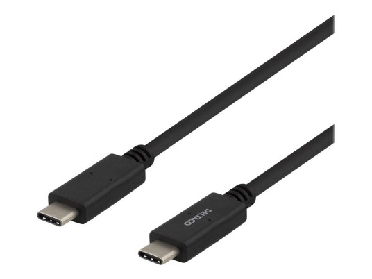 Deltaco USB-C kabel 3 m - 24 pin til 24 pin, 3 A, USB 2.0, svart