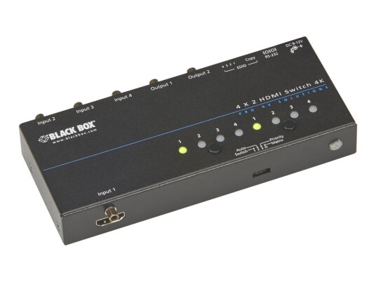 BLACK BOX 4K HDMI Matrix Switch 4 x 2 - videosvitsj - rackmonterbar - TAA-samsvar BLACK BOX 4K HDMI Matrix Switch 4 x 2 - videosvitsj - rackmonterbar - TAA-samsvar