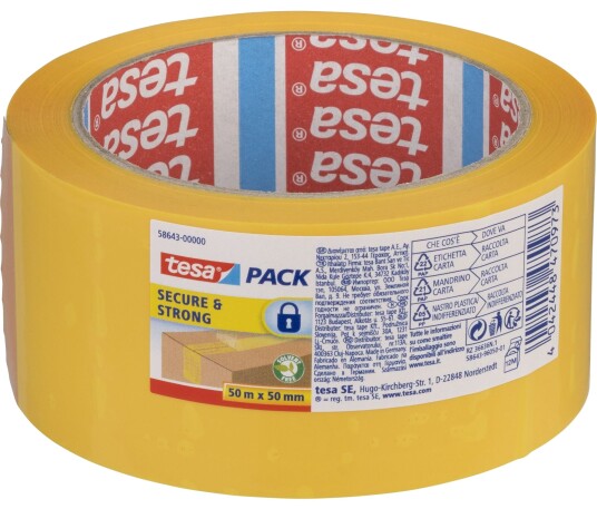 Tesa Secure&Strong Sikkerhetstape 50m x 50mm Gul