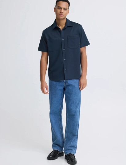 Blend Bhadrian Ss Shirt Navy L Blend Bhadrian Ss Shirt Navy L