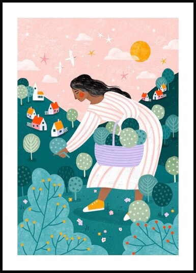 A Woman Tree Picking Plakat / 21x30cm