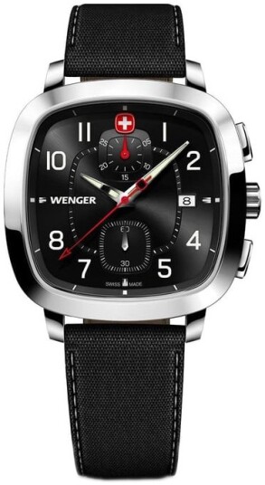 Wenger Herreklokke 01.1933.108 Vintage Sort/Lær