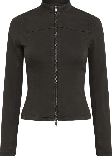 Weekday Genevieve Slim Structured Cotton Zip Jacket Grey 42