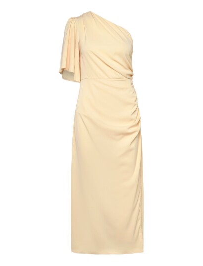 Bubbleroom Ruched One Shoulder Midi Dress Yellow 42