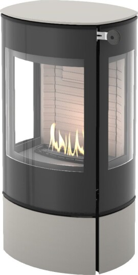 Caro 90 nikkel frittstående biopeis med sideglass og glassdør Caro 90 nikkel frittstående biopeis med sideglass og glassdør