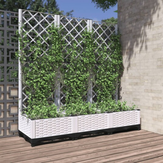 vidaXL Plantekasse med espalier hvit 120x40x121,5 cm PP vidaXL Plantekasse med espalier hvit 120x40x121,5 cm PP