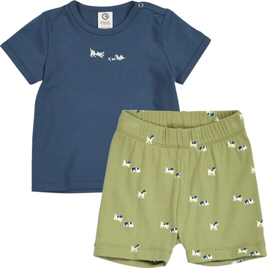Müsli Shorts Sett - T-skjorte/Shorts - Bff - Spring/Navy/Tofu - Müsli - 74 - Shorts Grønn Marineblå