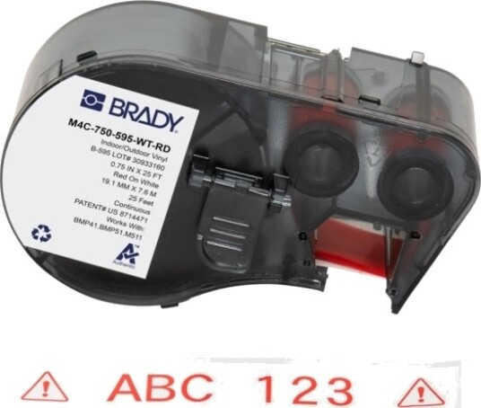 Brady M4c 750 595 Wt Rd Rød Hvit Selvklebende Skriveretikett Kontinuerlig Etikett Vinyl Trermisk Overføring Akryl