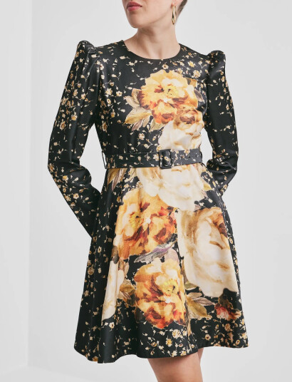 by Ti Mo Tailored Satin Belt Dress - Black - L by Ti Mo Tailored Satin Belt Dress - Black - L