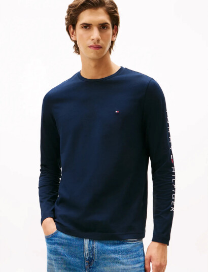 Tommy Hilfiger Tommy Logo Long Sleeve Tee - Navy - L