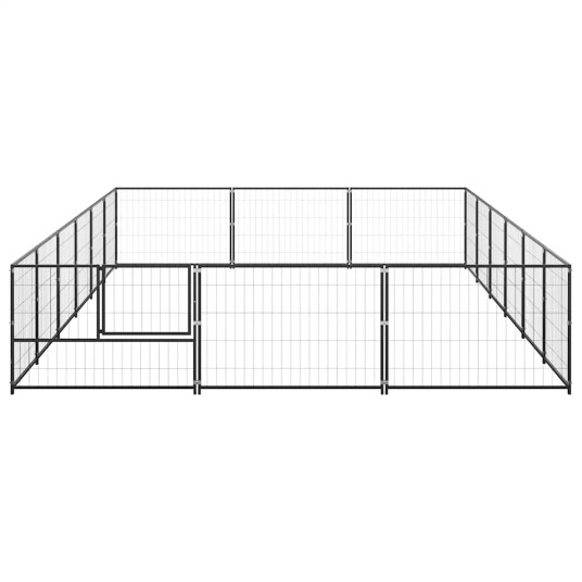 vidaXL Hundegård svart 18 m² stål