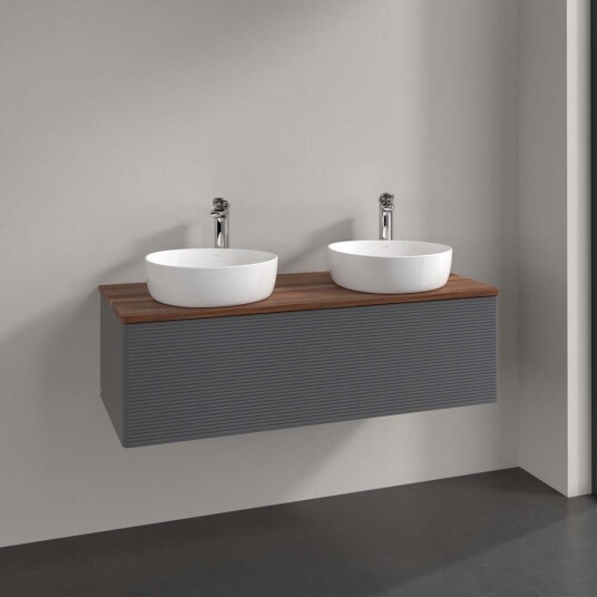 Villeroy & Boch Antao Servantskap med 1 skuff 120x50x36 cm u/lys Antrasitt/Valnøtt Villeroy & Boch Antao Servantskap med 1 skuff 120x50x36 cm u/lys Antrasitt/Valnøtt