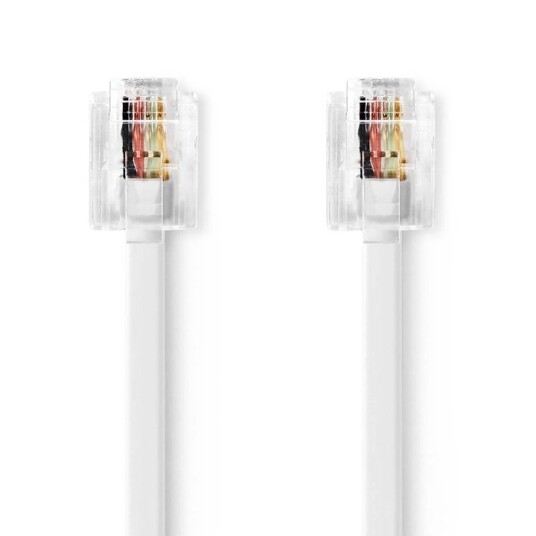 Nedis 5m RJ11 Flat Telefonkabel Hvit Nikkelbelagt
