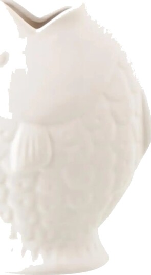 J Line Vase Fish Wide Stoneware White   White   H22.8CM