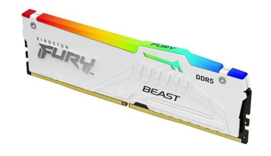 Kingston FURY Beast RGB DDR5-6400 - 32GB - CL32 - Single Channel (1 pcs) - AMD EXPO & Intel XMP - Hvit med RGB