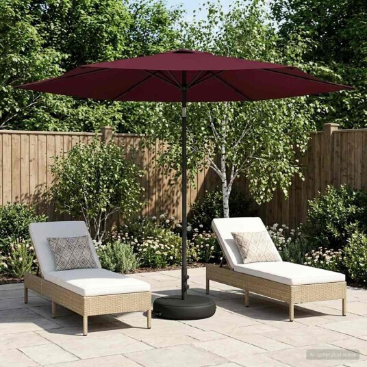 vidaXL Hageparasol med base Rektangulær 3 x 3 m Polyester Bordeaux Rød