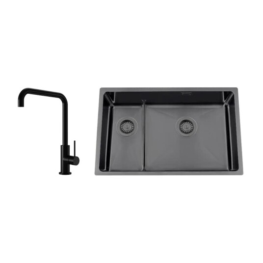 Kjøkkenvask Nordic Tech Titan 73 KHX Nickel med Kjøkkenbatteri Steel Mood Shadow