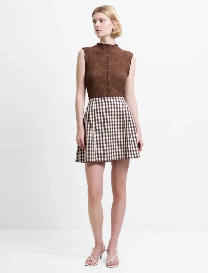 French Connection Lexi Suiting Mini Skirt Brown 36