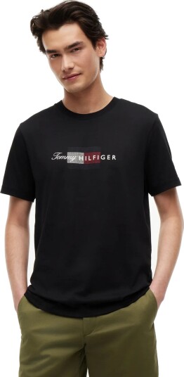 Tommy Hilfiger Script Flag Regular Tee   Black   XXL